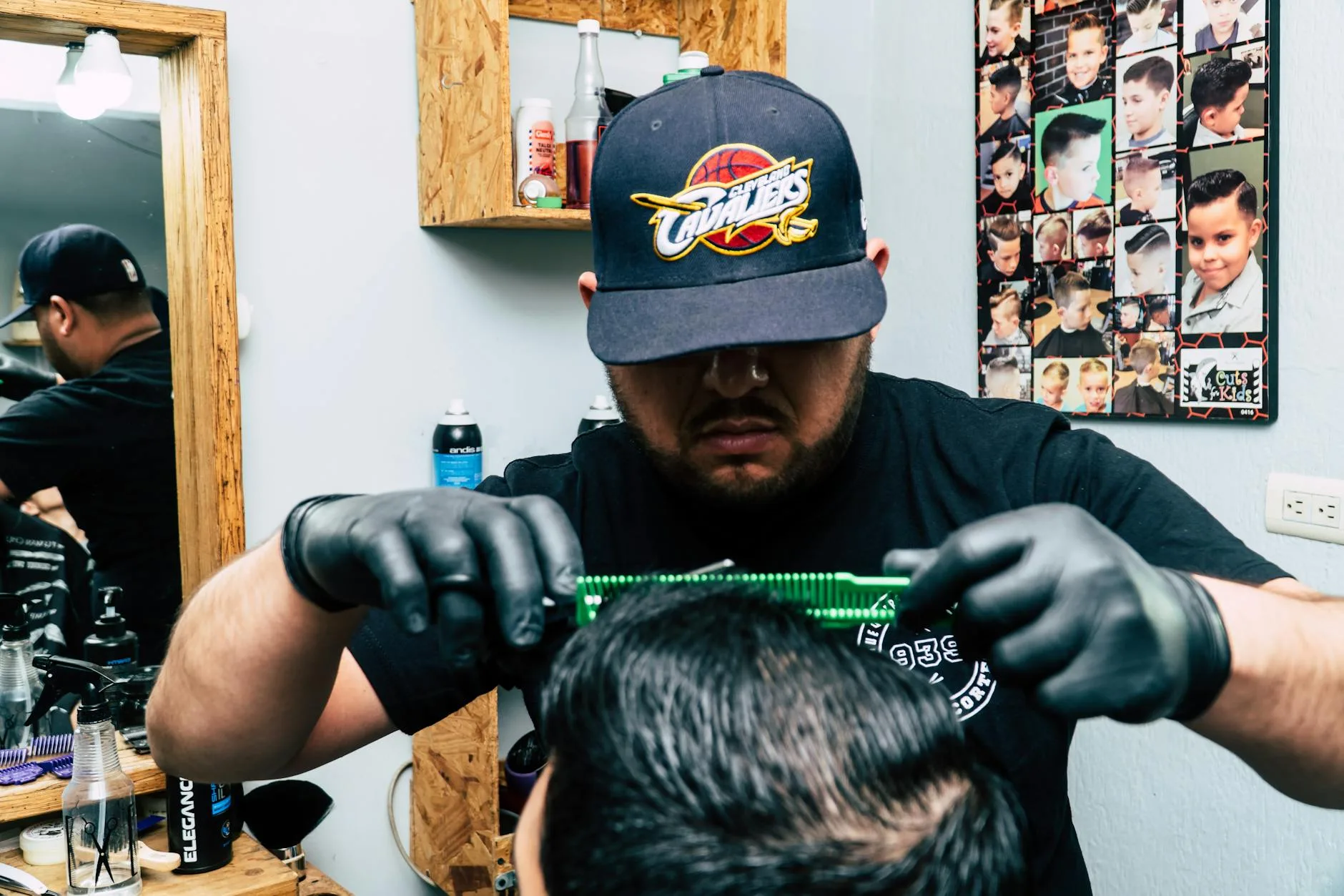 Professional barbershop stations and mirrors